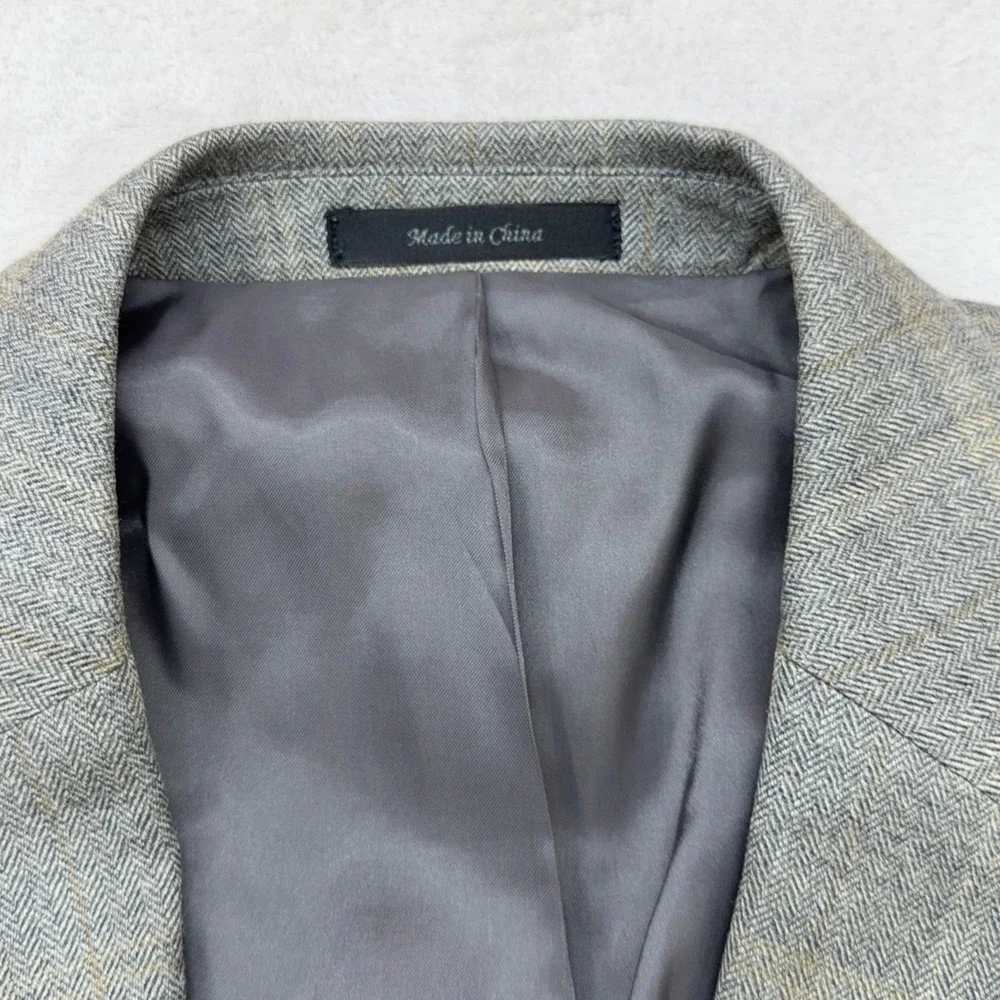 Lauren Ralph Lauren Sport Coat Mens 42XL Gray Silk Wool Herringbone Plaid Blazer